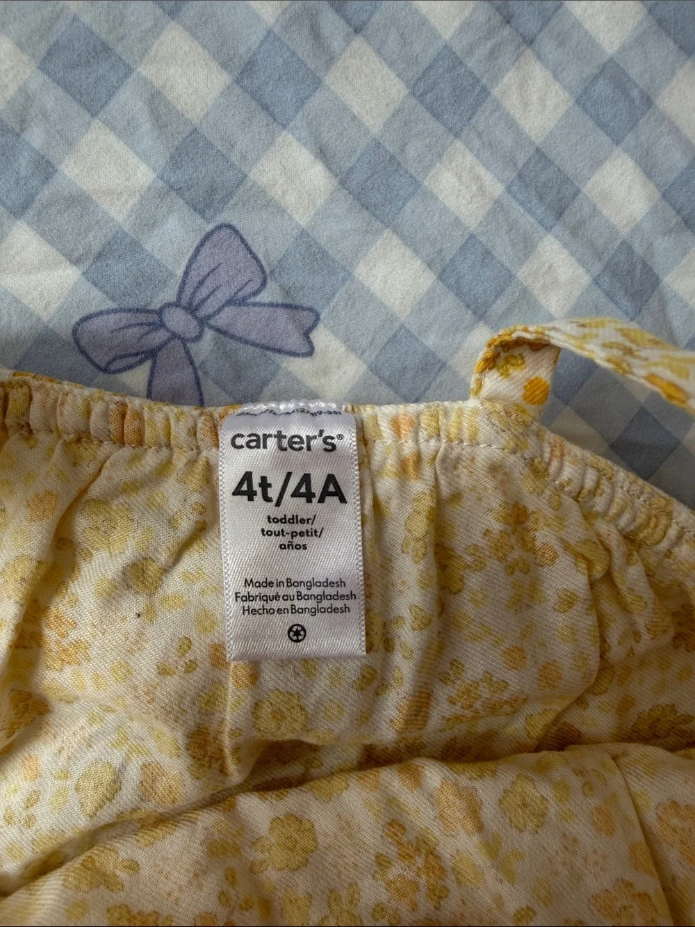 Carter's Yellow Floral Ruffle Top with Blue Shorts Matching Set